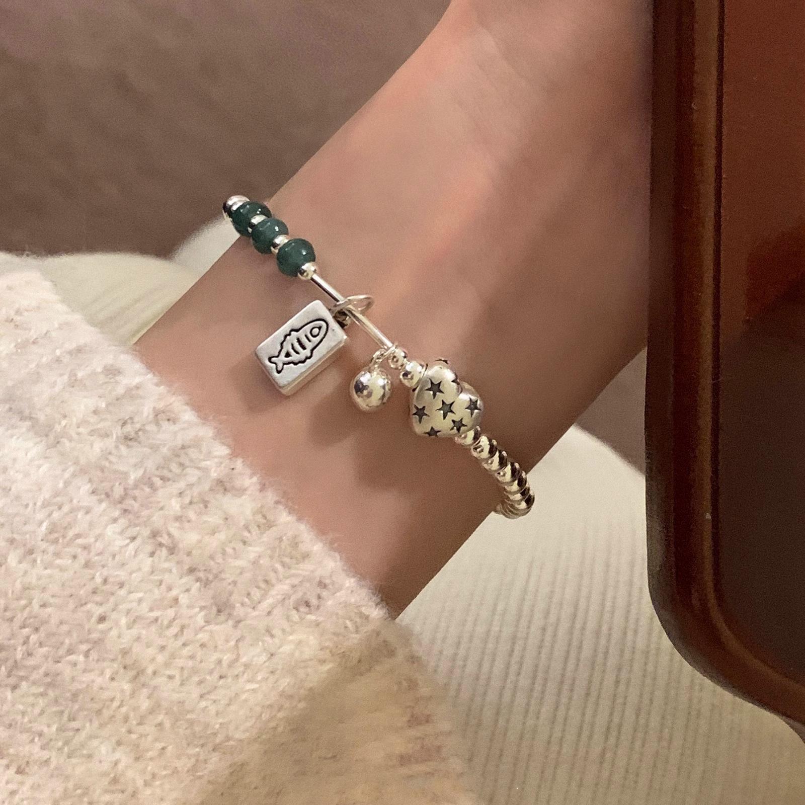 

Женский браслет из натурального жемчуга неправильной формы и дробленого серебра 925 пробы - Холодный стиль, Универсальная нишевая бижутерия