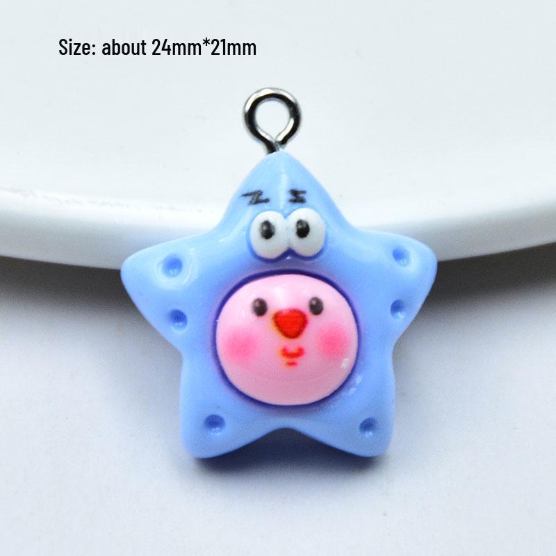 Cartoon Starfish & Beaver Resin Keychain Pendant - DIY Jewelry Accessory
