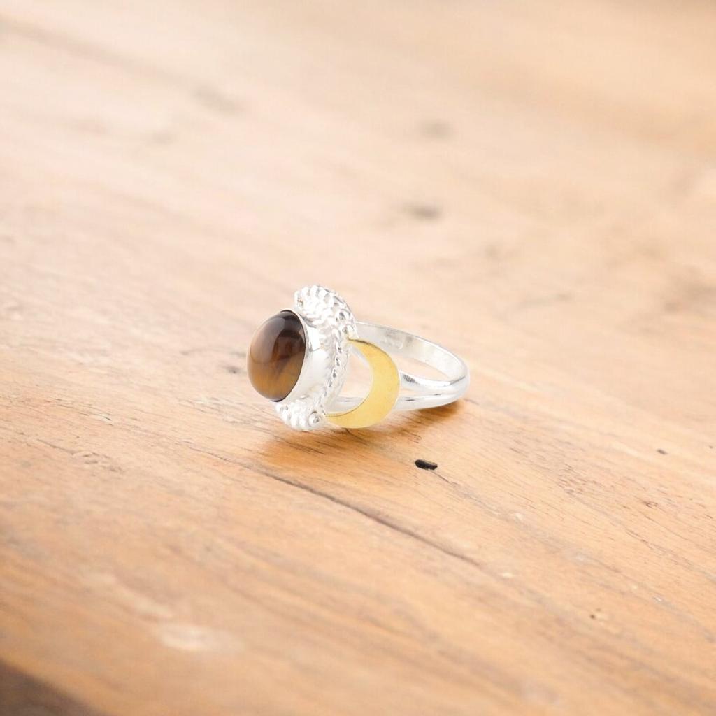 Natural Yellow Tiger Eye Gemstone 925 Solid Silver Jewelry Handmade Women Ring RR-61-29