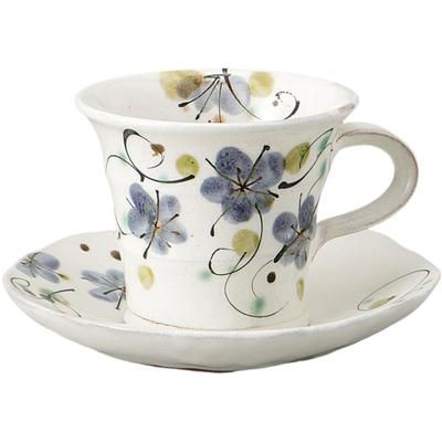 Coffee X X Glass Flower Design Coffee Cup and Microwave Mino Made In Japan Ale-net Cup, 11.2 8.8 7.3 Cm, 200cc, Saucer, Ceramic, Safe, Ware,
