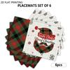 4pcs/6pcs Christmas Placemats, Plaid Santa Beard Kitchen Table Mat, Coffee Mat, Kitchen Dining Decoration, Home Decoration, Suitable for Daily Holiday