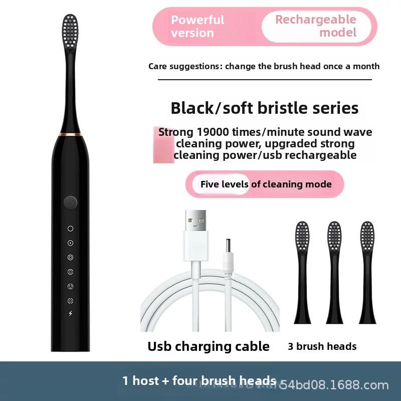 Soft-bristled Toothbrush, Tooth Flusher, Rechargeable, Fully Automatic, Universal Electric Toothbrush for Adults and Children, Ultrasonic.