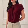 New Fashion Solid Color Casual Women's Short T Short Sleeve Crew Neck Top Europe and America