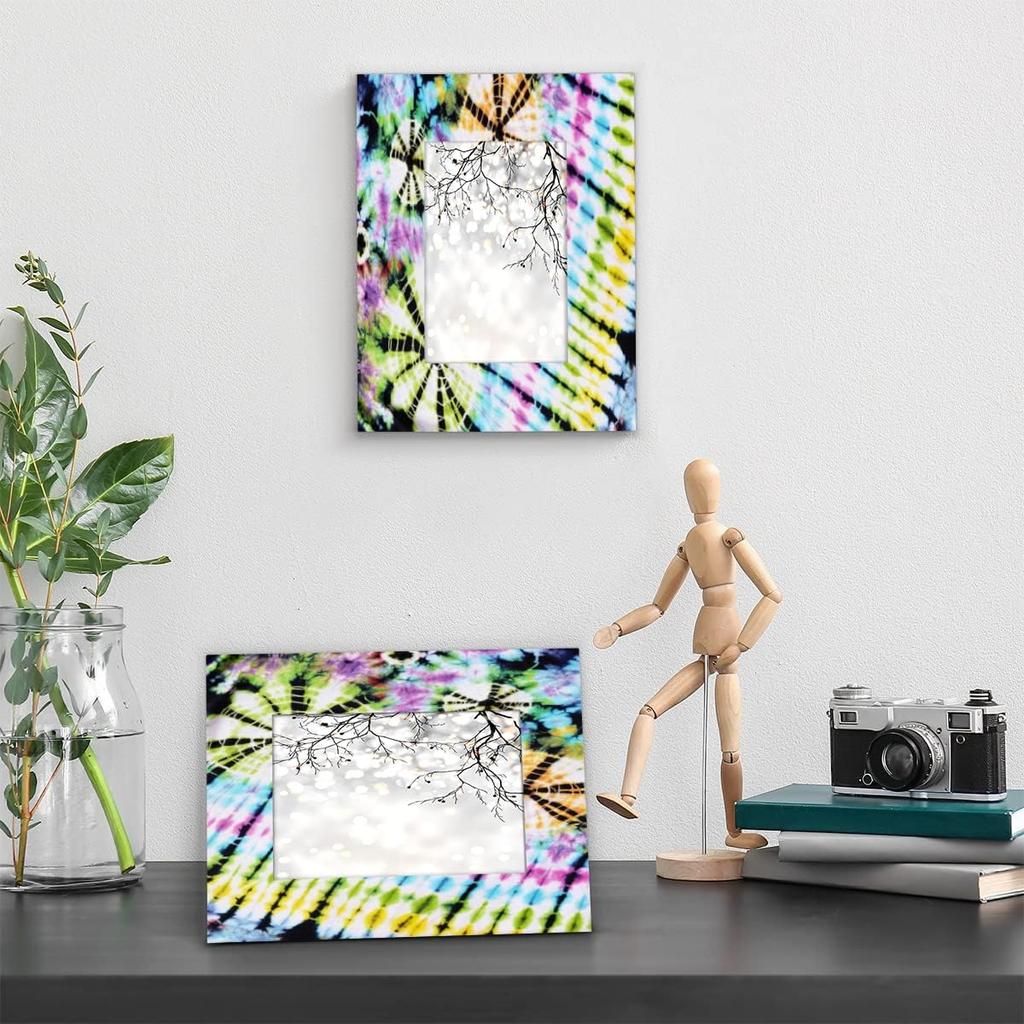 8x10 Picture Frame Tie Dye Rainbow Swirl Photo Frame for Wall and Tabletop Display Wooden Photo Picture Frame Home Decor