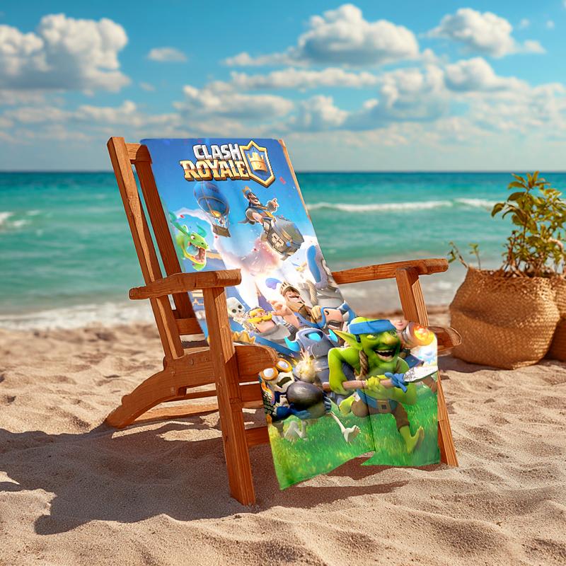 Ultra-Soft Beach Towel with Clash Royale Theme,Ideal for Pool - Camping, Diving - Perfect Travel Essential, Vibrant Beach Towel.