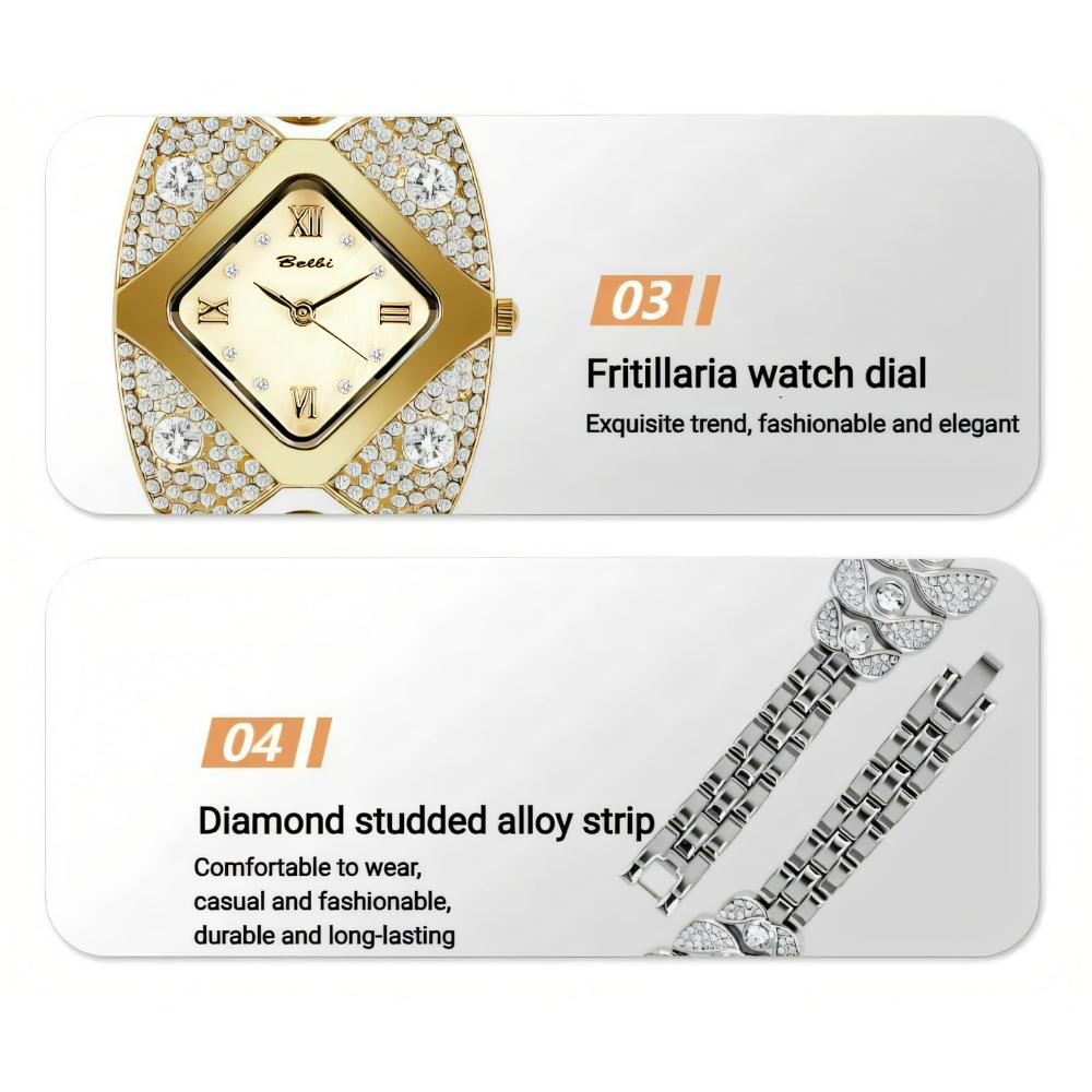 Unique Design Gold Women Bracelet Watches Luxury Elegant Wrist Watches For Ladies Full Diamond Women Quartz Wristwatches