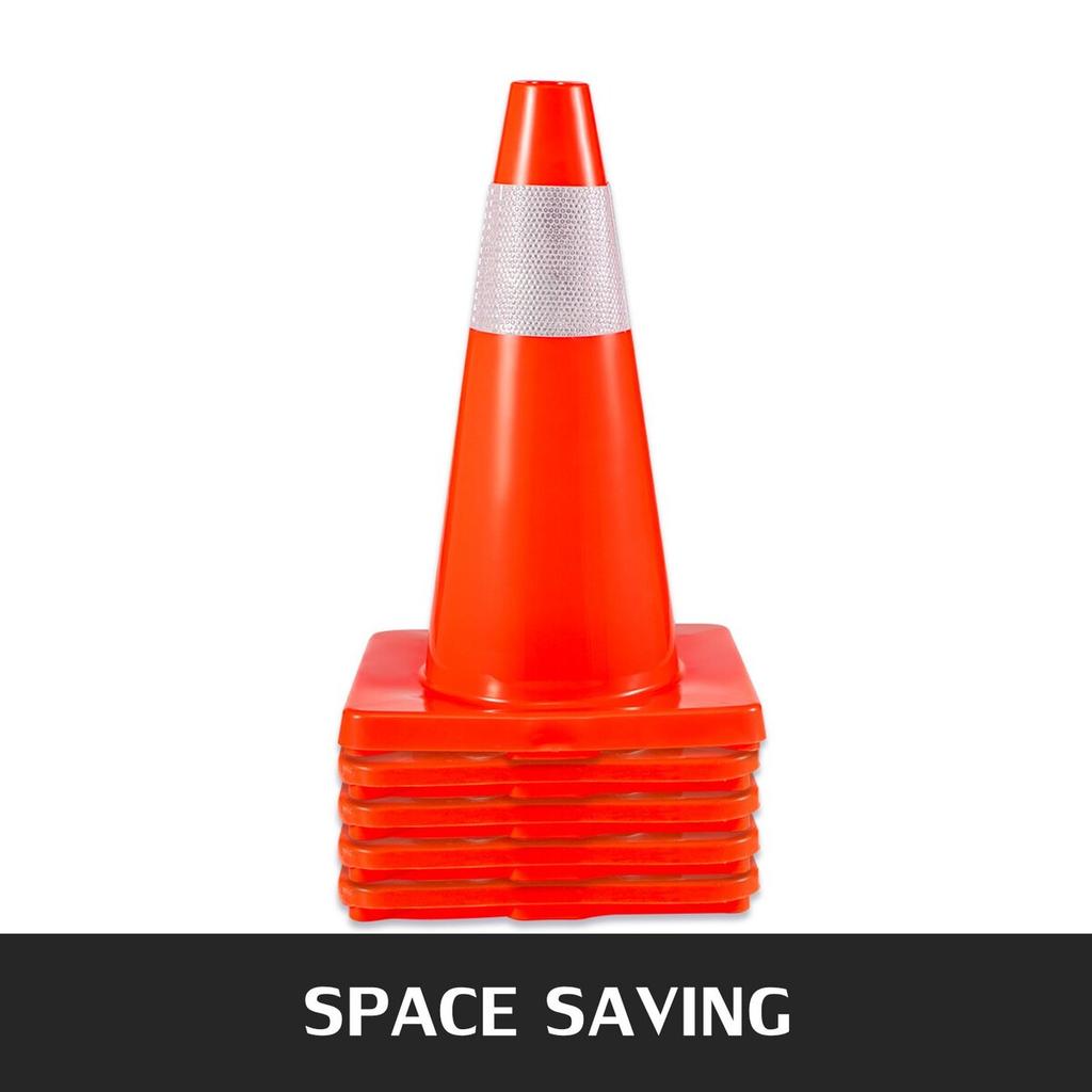 12Pack 18\" Traffic Cones, Safety Road Parking Cones PVC Base, Orange Traffic Cone with Reflective Collars, Hazard Construction Cones for Home Traffic