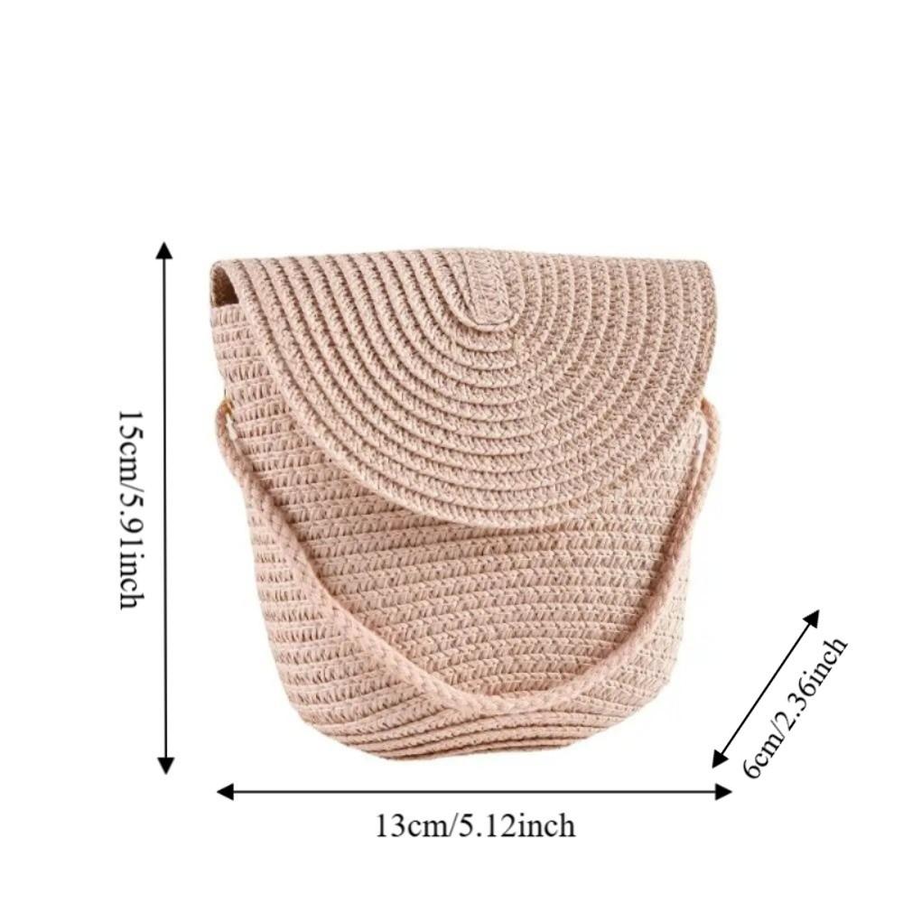 Pure Color Children Straw Bag Handmade Rattan Bag New Handwoven Beach Bag  Women