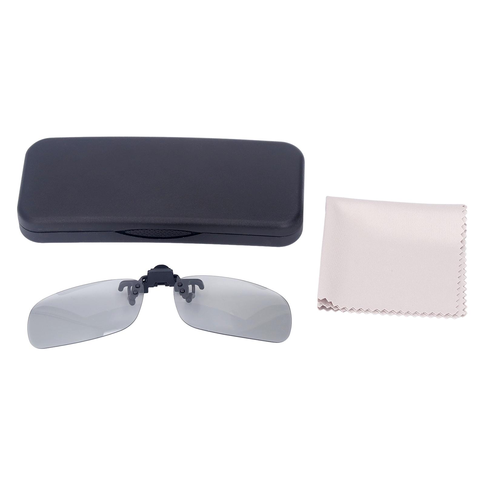 Clip On Sunglasses Polarized Metal Rimless Flip Up Portable Day Night Outdoor Accessories Black Gray PC
