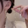 Fashion Exquisite Shining Zircon Star Drop Earrings For Women Gold Color Spiral Long Tassel Pearl Chain Earrings Wedding Jewelry