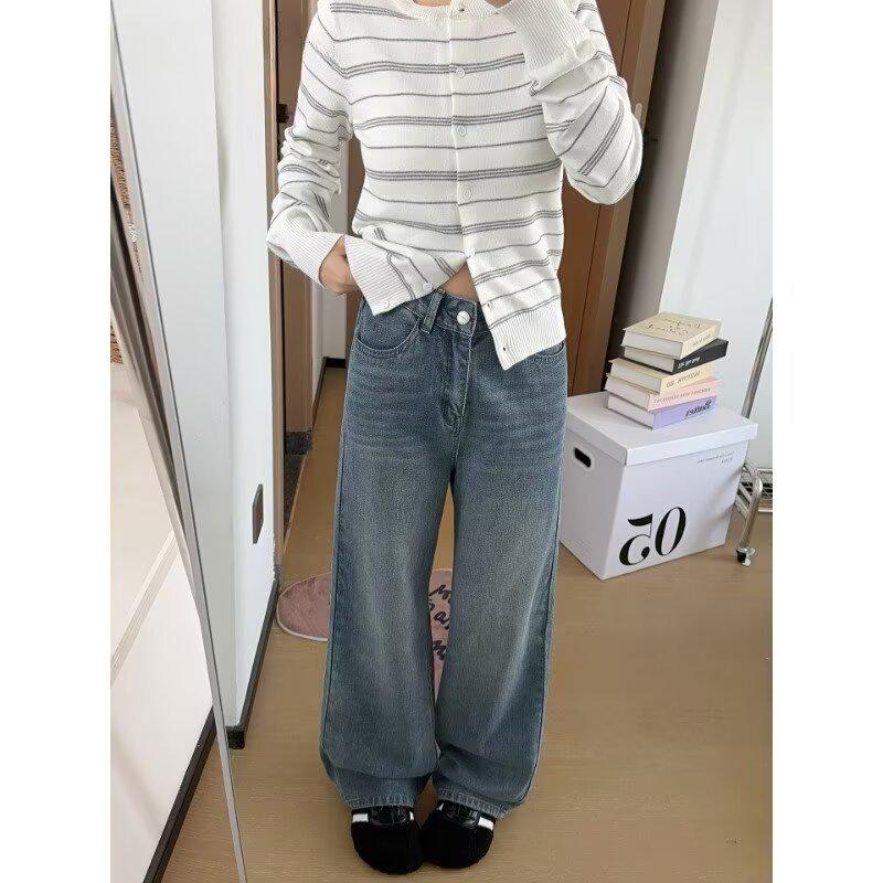 

Spring 2026 Plus Size Women s Retro Slimming Wide-Leg Jeans XS синий