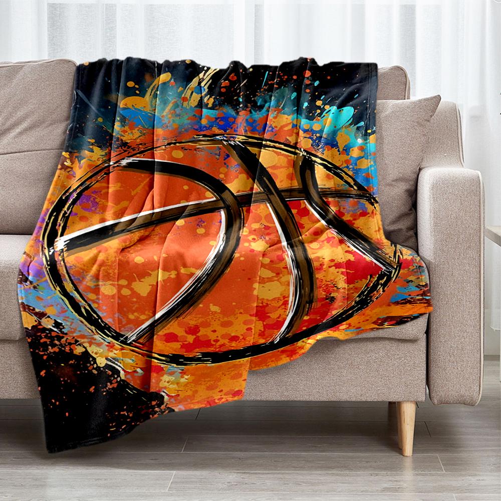Deka s potiskem na téma basketbal - Ideální na pohovku, postel, cestování a venkovní použití | Lze prát v pračce, útulná a odolná.