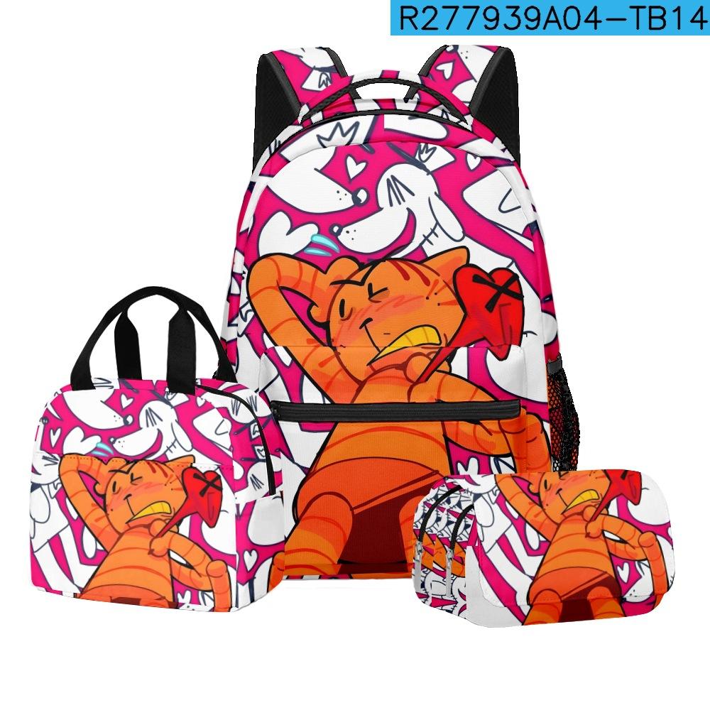 Detective Dog Man Student School Bag Backpack Lunch Bag Pencil Bag Three-Piece Set