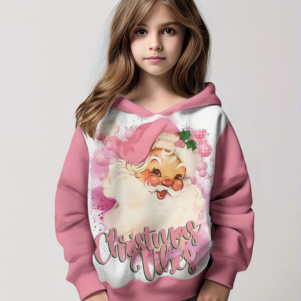 Kids Clothes Girl Hoodies Long Sleeve Cartoon 3D Christmas Print Children Spring Fall Clothes Casual Cute Outdoor Girl Clothes