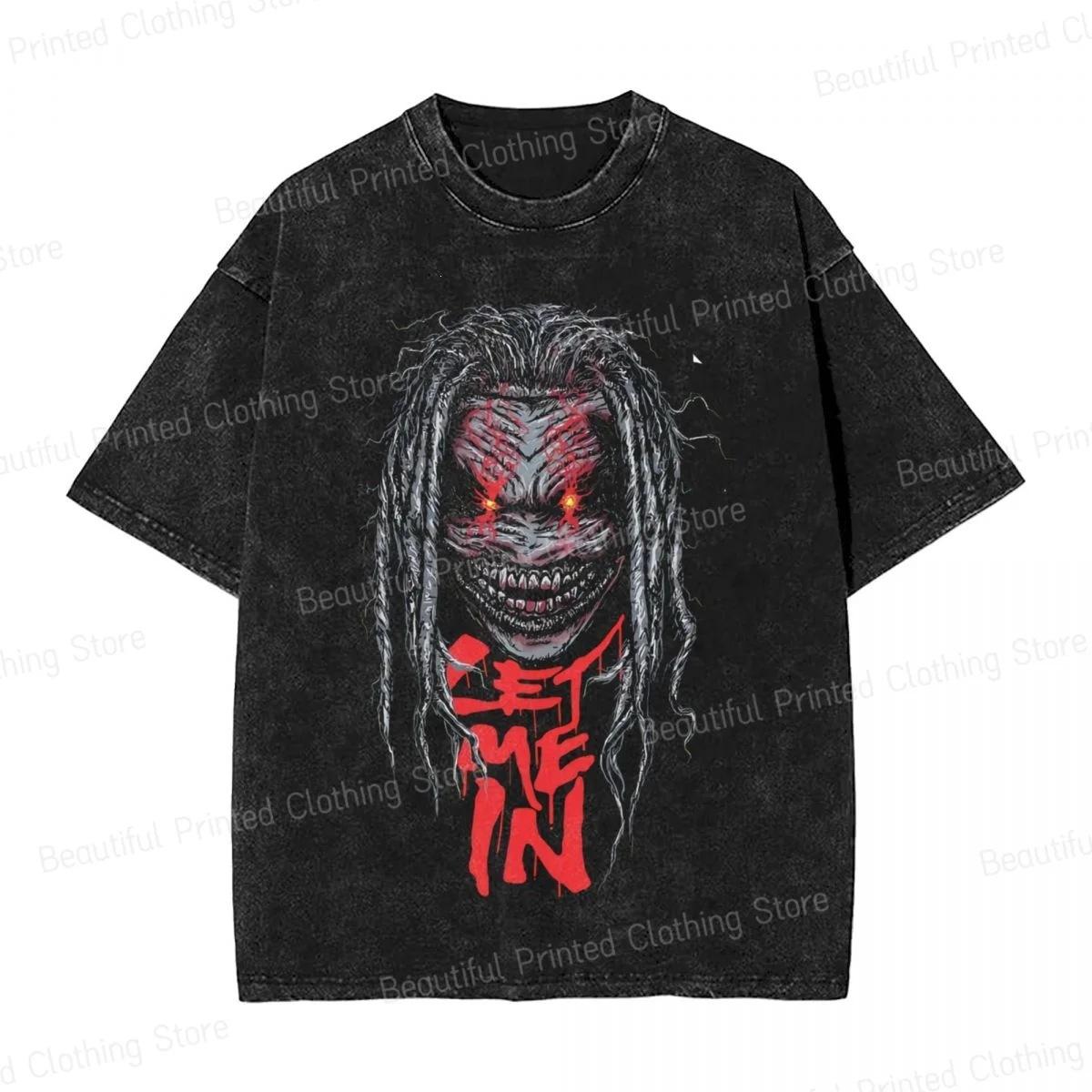 Cotton Washed Bray Wyatt T-Shirt The Devil Let Me In Print Fashion Men S Clothing S