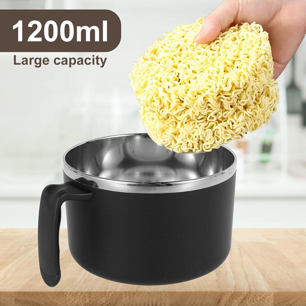 Rapid Ramen Bowl Ramen Noodle Bowl BPA Free Ramen Cooker Bowl with Filterable Lid 1200ml Microwave Spoon Chopsticks Handle Dishwasher Safe Noodles