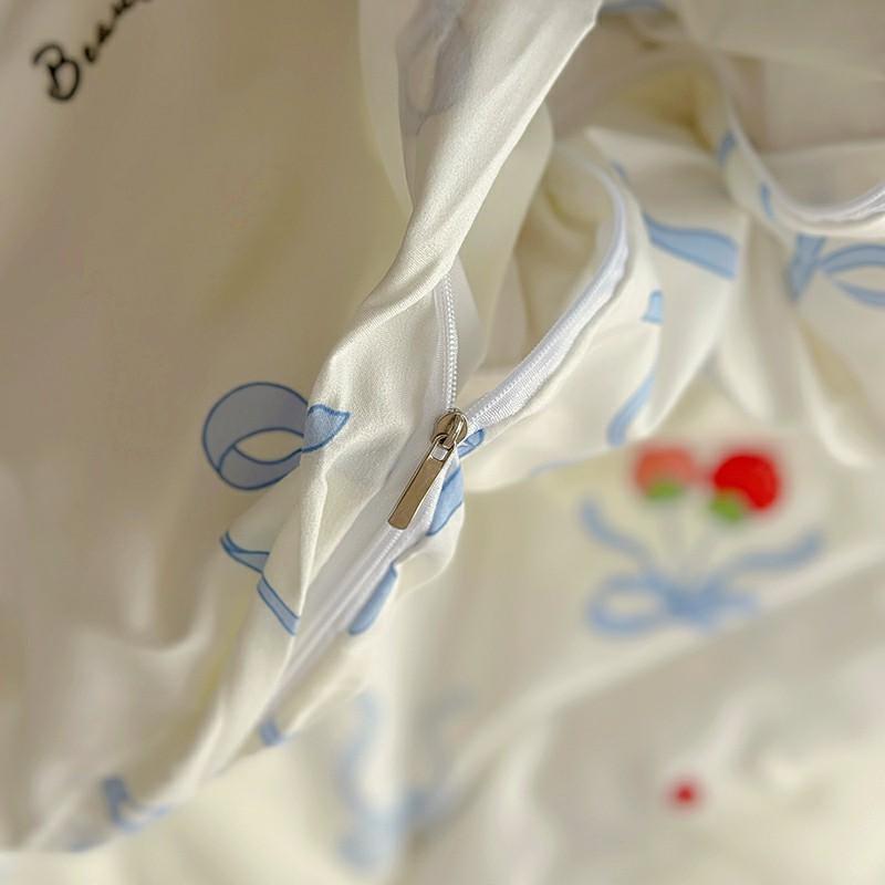 INS Cartoon Pattern Bedding Set For adults kids Fluffy pink lovely Flat Sheet With Pillowcases Colorful King Queen Full size