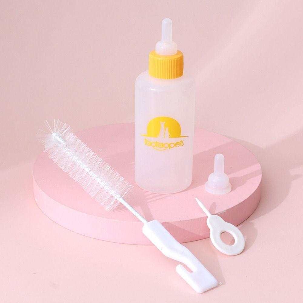 4pcs/set Bite Resistant Pet Milk Bottle Kits 60ml Cat Nipple Bottle  For Hamster Puppy Rabbits