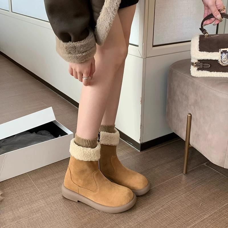 Chaussures Boken bottes de neige bottines épaisses en polaire pour femmes 2024 nouvelles bottes d'hiver en fourrure bottes de neige intégrées en fourrure chaussures en coton neige