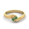 3MM Round Natual Emerald 925 Sterling Silver Gold Vemreil Two Stone Women Anniversary Wedding Ring