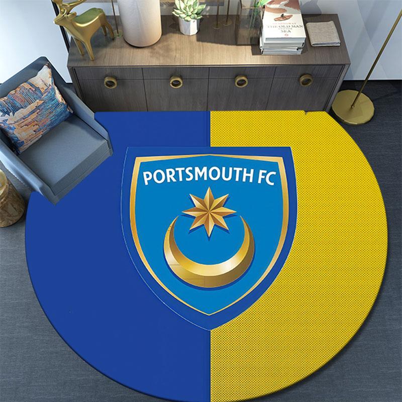 Portsmouth F.C,Round Area Rug,Carpet Rug for Living Room Bedroom Sofa Playroom Decor,Non-slip Floor Mat