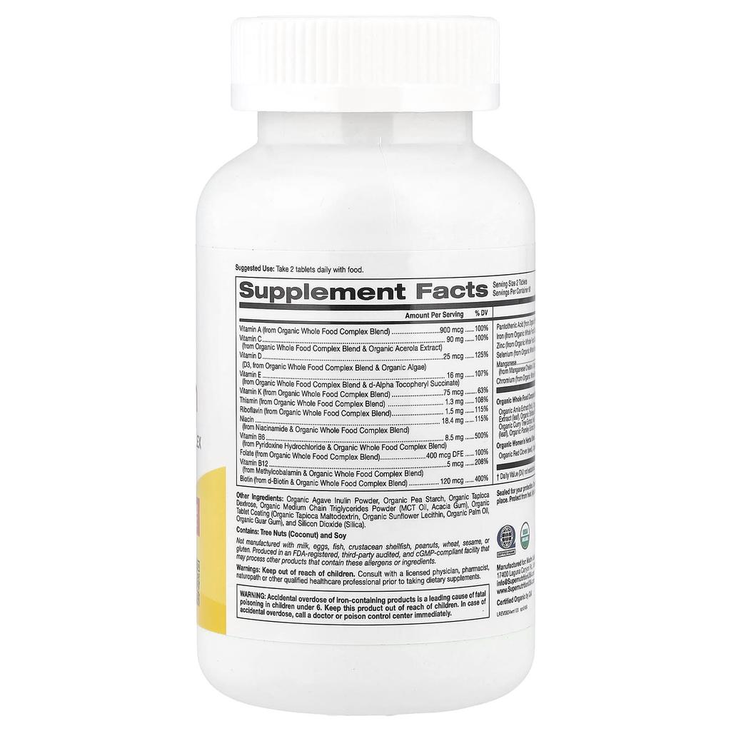 Organic Natural Food Women's Multivitamin, 120 Tablets