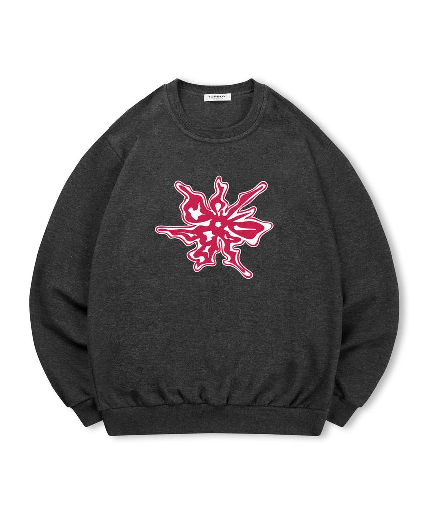 TOPBOY [Non-Fleece Or Fleece] Flower Print Sweatshirt (Type C)