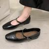 Fashion Mary Jane Shoes Female High Quality Leather Buckle Ballet Shoes for Women Square Toe Flat Cowhide Ladies Single Shoes 2025