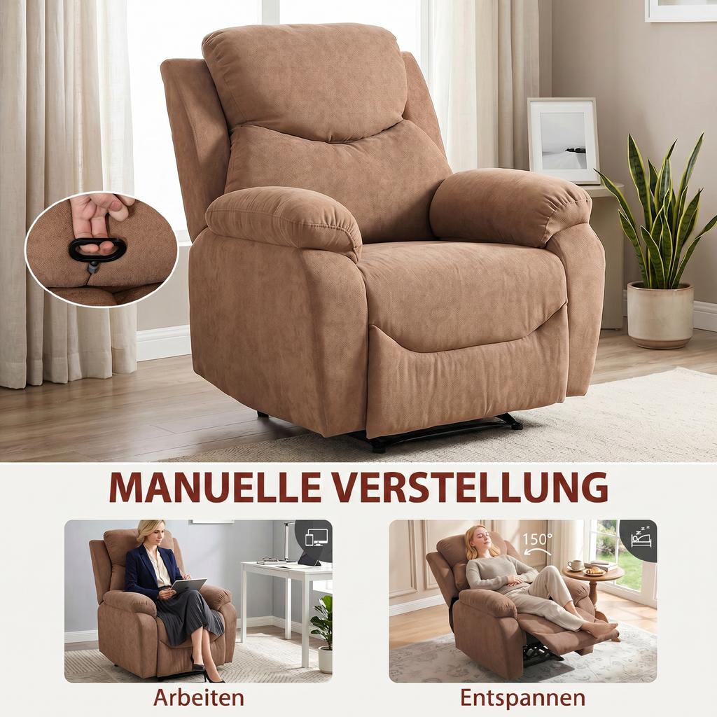 Recliner, TV Chair with Reclining Function, Linen Look, for Living Room, Bedroom Dark Brown