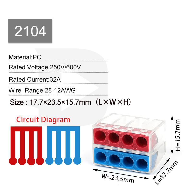 Quick Wire Connectors Compact Mini  Wiring Cable Conector For Home Junction Box Conductors Push-in Terminal Block AWG 28-12