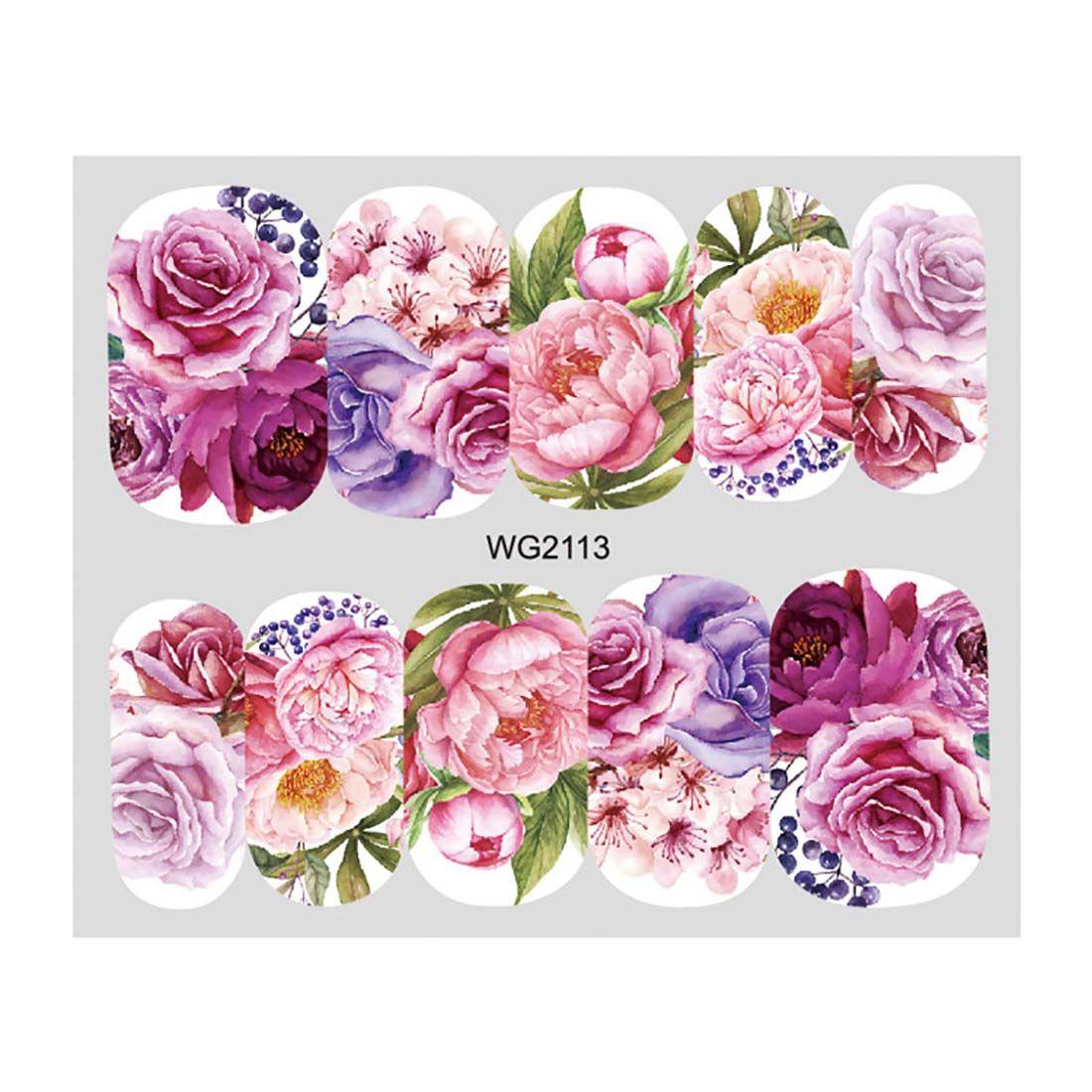 

Decoration Butterfly Blossom Leaves Rose Transfer Decal Flower Nail Water Stickers Nail Sticker WG2113