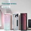 Custom Three-Mode Mechanical Keyboard: Wireless Bluetooth, Gaming & E-Sports with Side-Engraved Keycaps, Tri-Color Design & Control Knob.