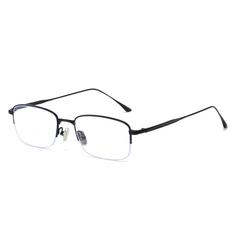 Men s Cool Gold Square Semi-Rimless Glasses Frame with Photochromic Myopia Lenses, 50-600 Degrees Plano Lenses