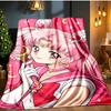 Pink Moon Puella Magi  Blanket Flannel Throw for Sofa, Indoor, Camping, Living Room, Office, Chair, And Bed Soft Birthday Gift