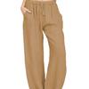 Pantaloni da donna primaverili ed estivi Pantaloni larghi in lino e cotone casual