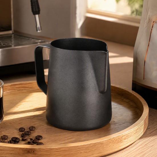 Coffee Frother Jug with Scale Stainless Steel Milk Frothing Pitcher, Professional Latte Art Cup Espresso Tool Measurement Scale, Dripless Spout