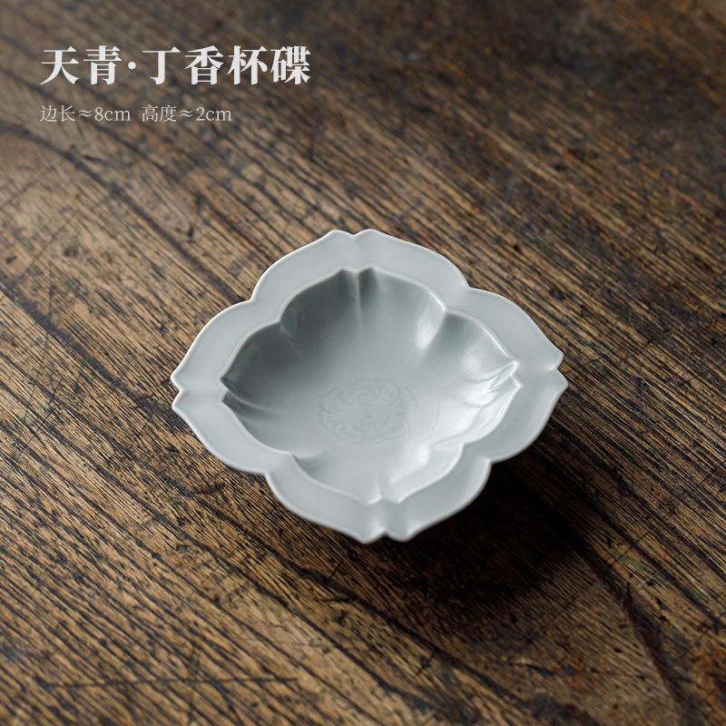 

2pc/lot Sky Blue Ru Kiln Porcelain Coasters Stand For Mugs Coffee Cups Saucer Heat Insulation Placemat Cup Holder Chinese Teaset