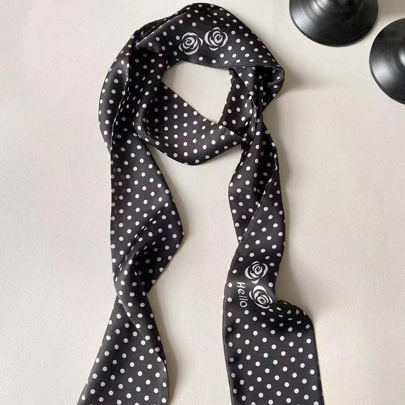 Luxary Brand Design Dot Pattern Women Scarf Polyester Silk Scarf Fashion Hair Headband Foulard Skinny Bag Scarves Neckerchief
