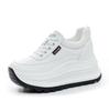 Fashion 8CM Heel Sneakers Genuine Leather White Platform Sneakers for Women Chunky Platform Women New Fashion Sneaker Shoes Wedge Heel