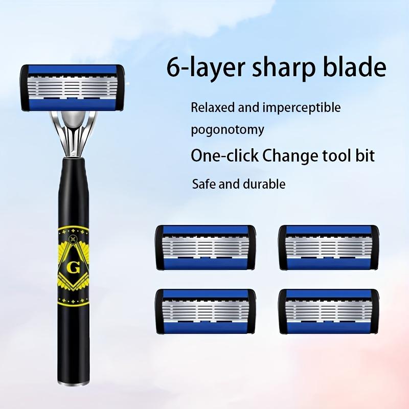 Six-layer Blades Minimize Irritation, Reusable Frame, Imported Blades, and Simple Head Interchange Options.