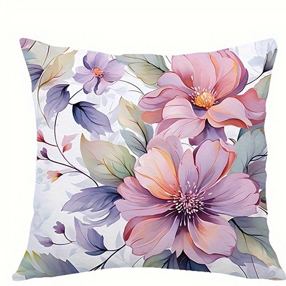 Floral Patterned Pillowcase: Pink & PurpleSuitable for Sofa Car Bedroom Decorative Cushion Cover Pillow Cover