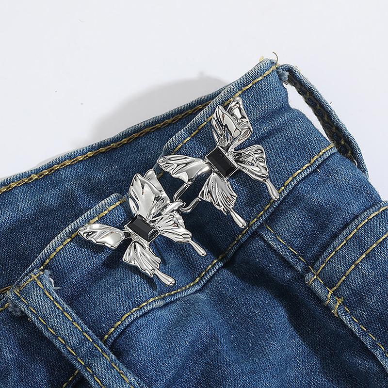 

Утягивающие джинсы в форме бабочки, деликатные съемные регулируемые брюки, удлиняющая пряжка на талии, пуговица на талии для джинсов as the picture