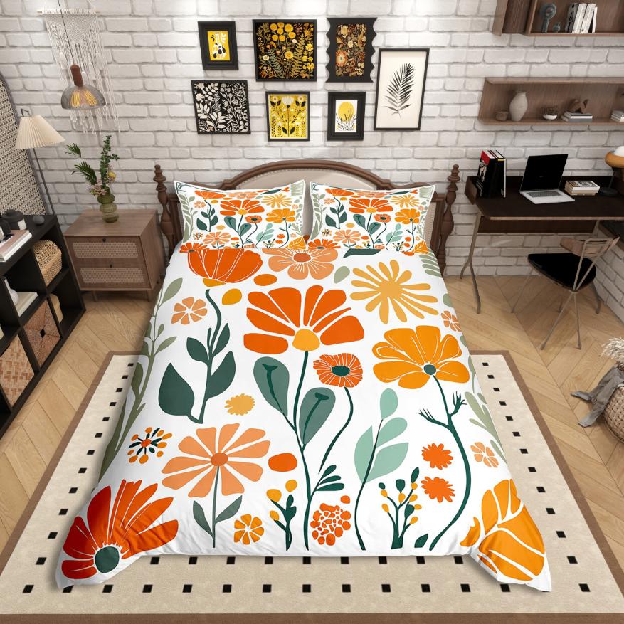 

Comforter Homewish Cartoon Mushroom Cute Daisy Flower Bedding Settropical Botanical Plant Bed Set For Girls Kids Comforter (quilt)-EU Single(135*200cm)3pcs