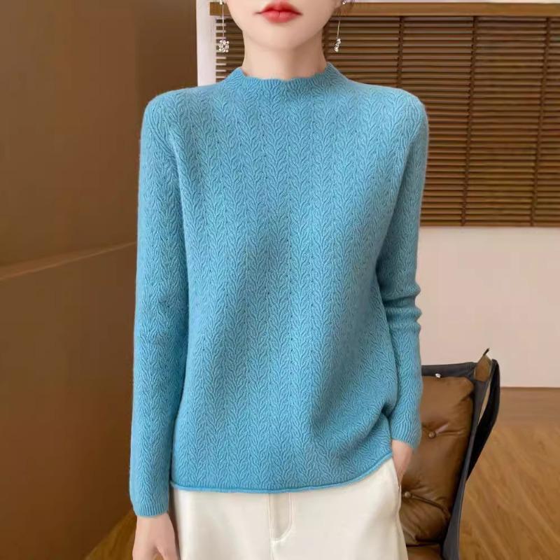 24 Autumn and winter new pullover sweater women's Andy velvet semi-turtleneck knitted bottoming shirt women's slim factory