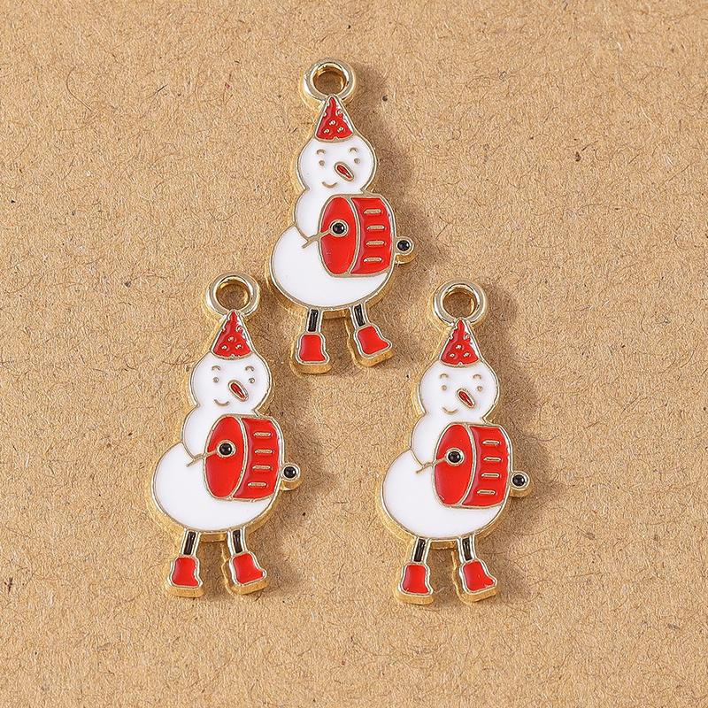 10pcs Enamel Christmas Tree Snowman Pendant Charms for Jewelry Making Christmas Earrings Necklaces DIY Accessories Supplies