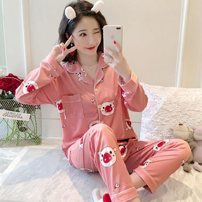 A thin milk silk pajama women's spring and autumn sweet age-reducing women's long-sleeved trousers loungewear set