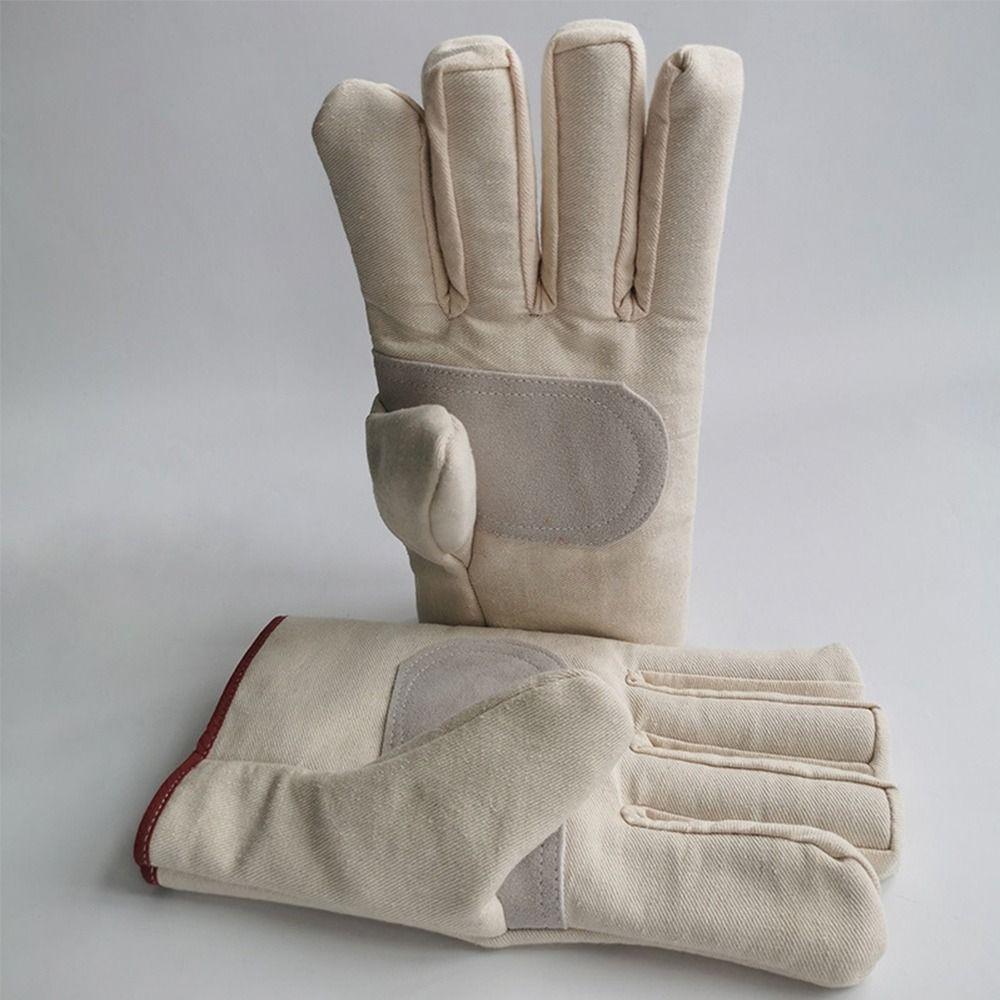 1Pair Double Thickened Canvas Gloves Stab Proof Welding Protective Gloves  Metallurgical Application
