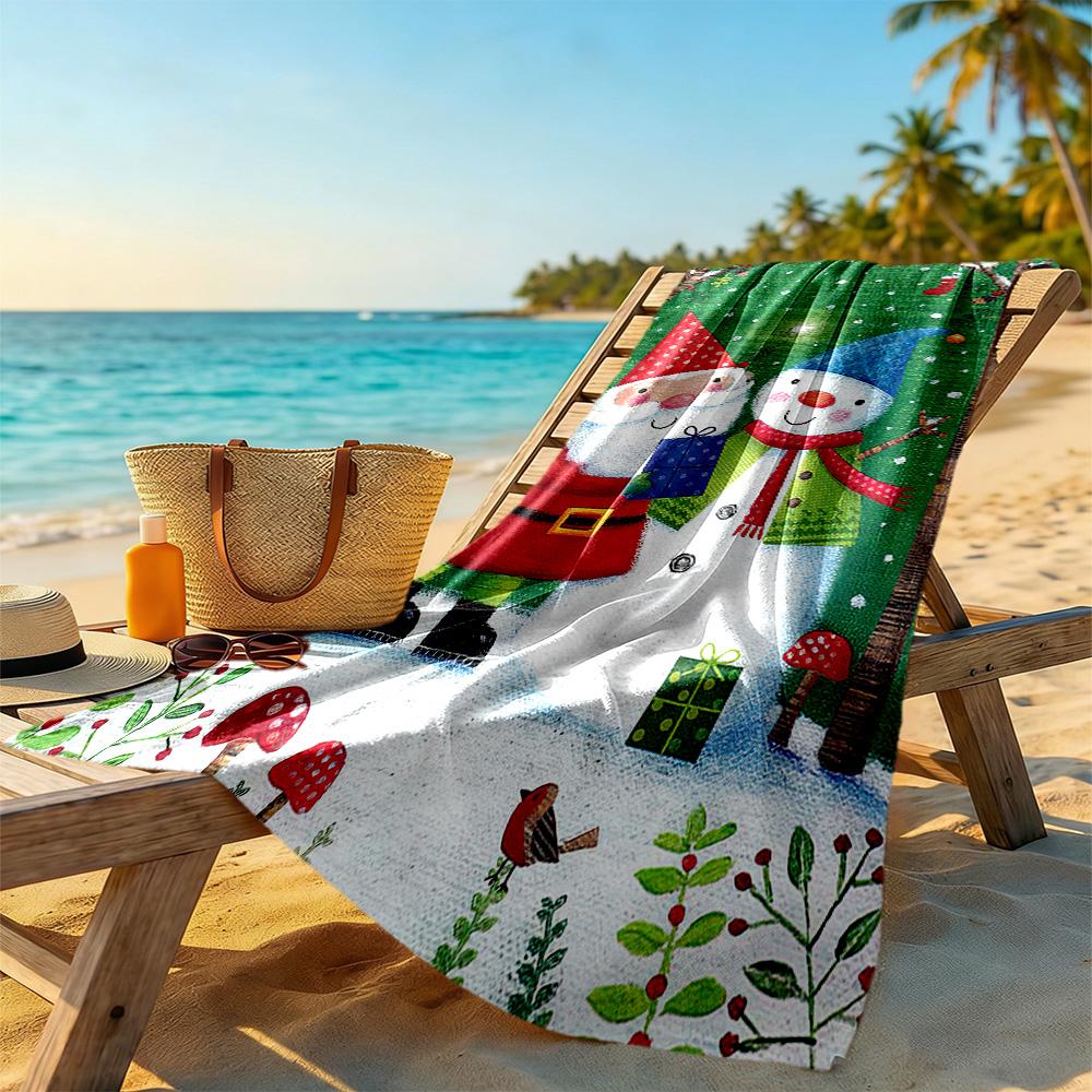 Christmas Beach Towel Quick-Dry Soft Microfiber Comfortable Lightweight Perfect for Traveling Yoga Camping and Swimming