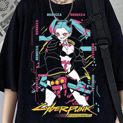Cyberpunkowa Neonowa Koszulka Anime, Futurystyczna Koszulka Streetwear, Koszulka z Estetyką Dystopijnego Miasta, Prezent dla Miłośnika Gier, Unisex Koszulka z Grafiką z Gry Wideo
