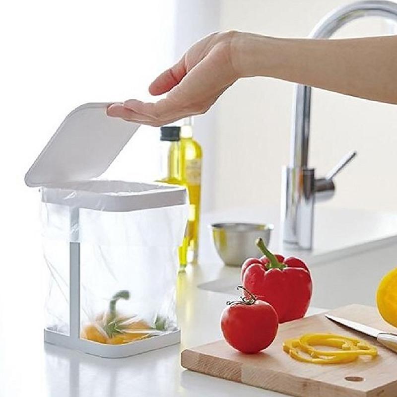 Portable Trash Bag Holder Foldable Garbage Bag Support Waste Bin For Home Kitchen Countertop Flip Trash Trash Can